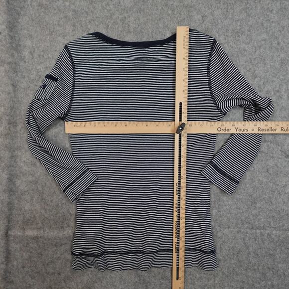 Ralph Lauren Top Womens Small Long Sleeve Boat Neck Striped Navy Blue Nautical - Picture 7 of 10